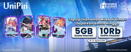 Top Up Diamond MLBB di Aplikasi bima+ – Dapatkan Kuota Internet hingga 5GB dan Voucher UniPin hingga 10Ribu Gratis!